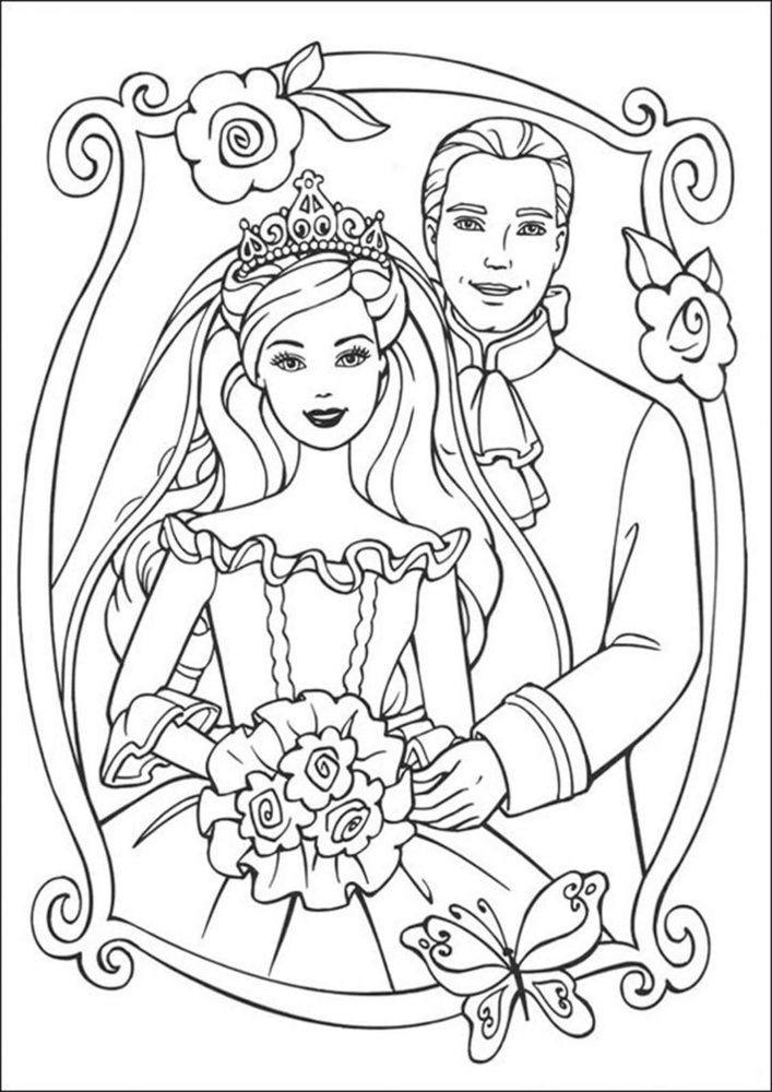 Free easy to print wedding coloring pages