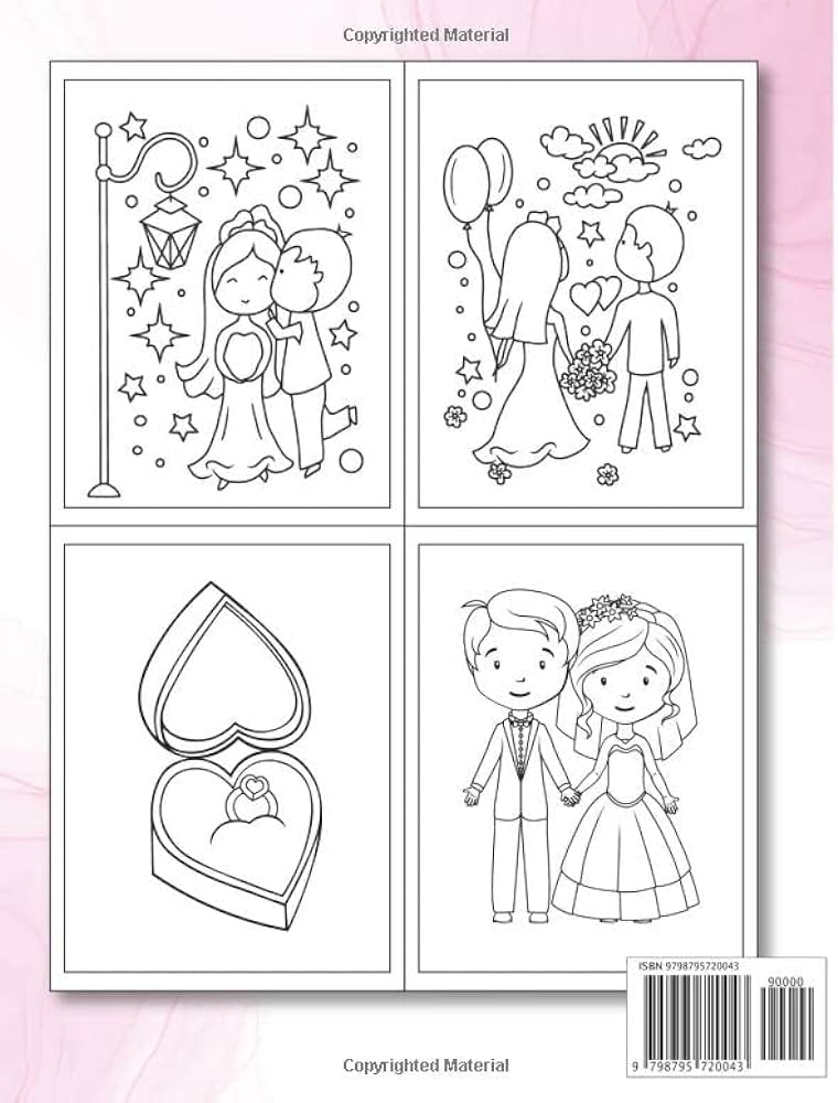 Wedding coloring book for kids marriage coloring book cute gift for girls and boys toddlers preschoolers kindergarten bride and groom coloring wedding coloring for kids x page