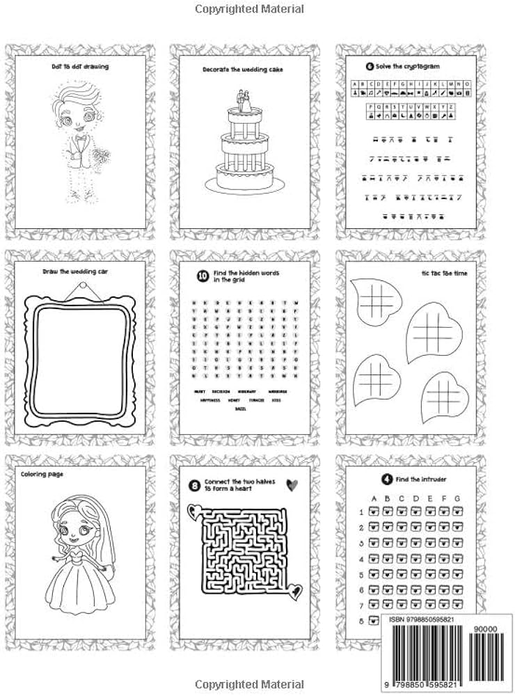 Wedding activity book for kids pages special wedding theme large print multi