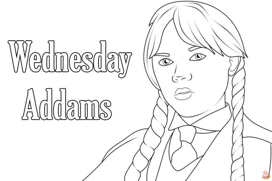 Printable wednesday addams coloring pages