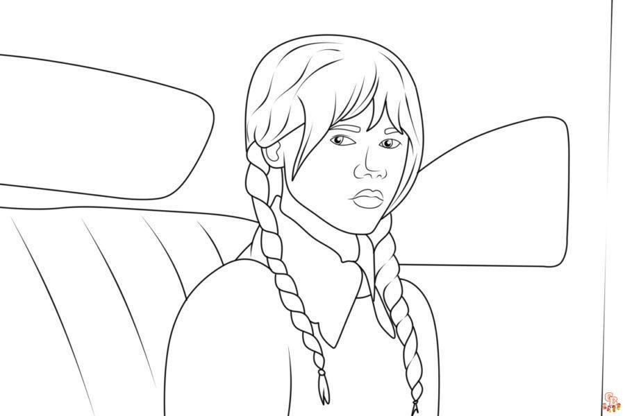 Printable wednesday addams coloring pages