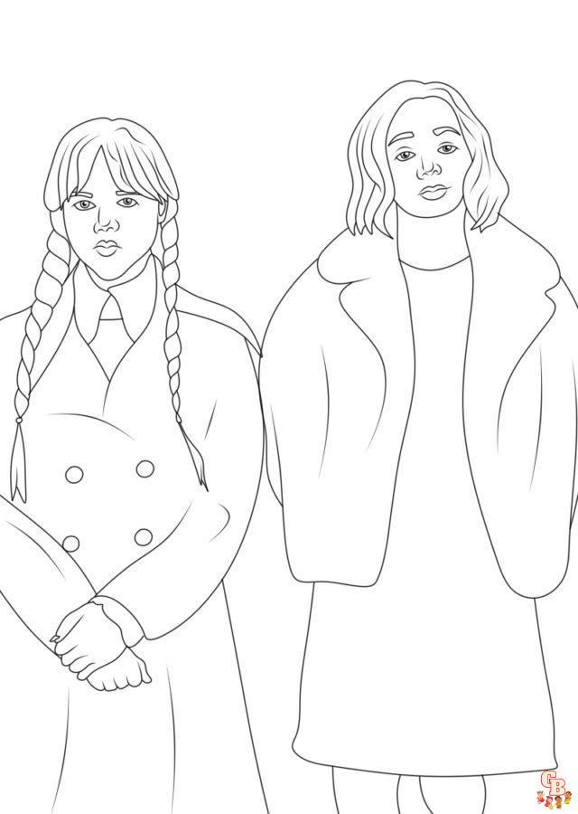 Printable wednesday addams coloring pages