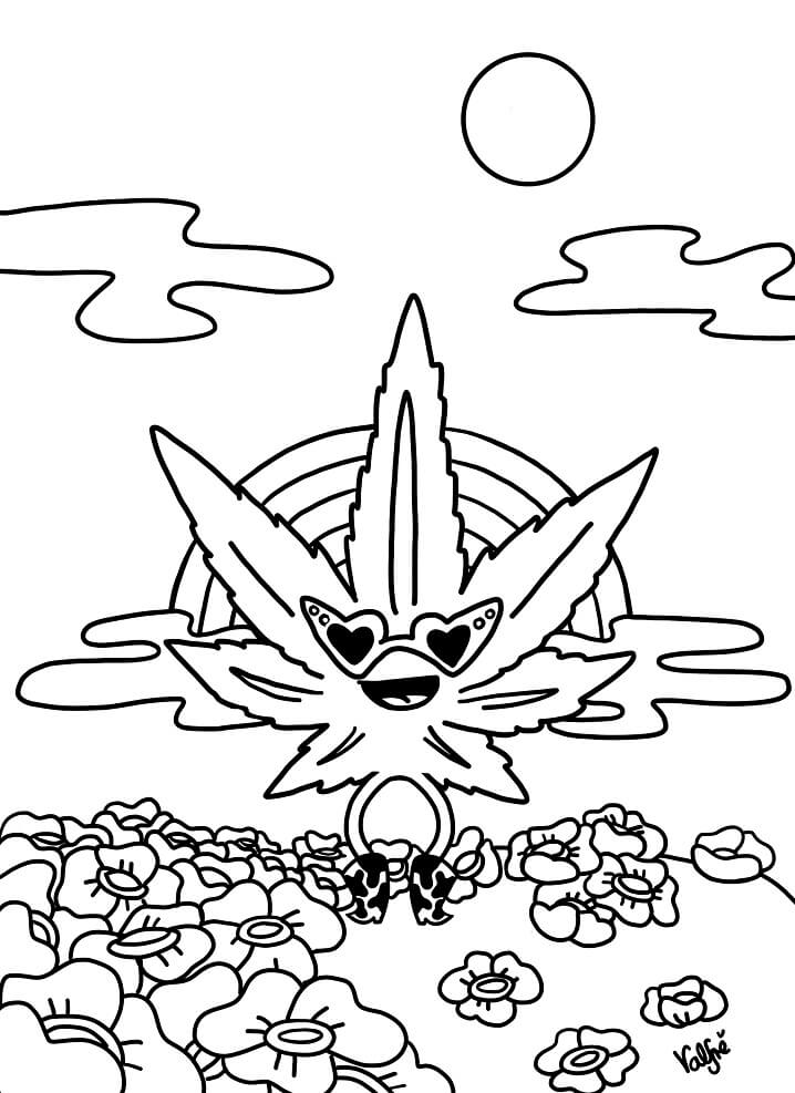 Funny weed coloring page