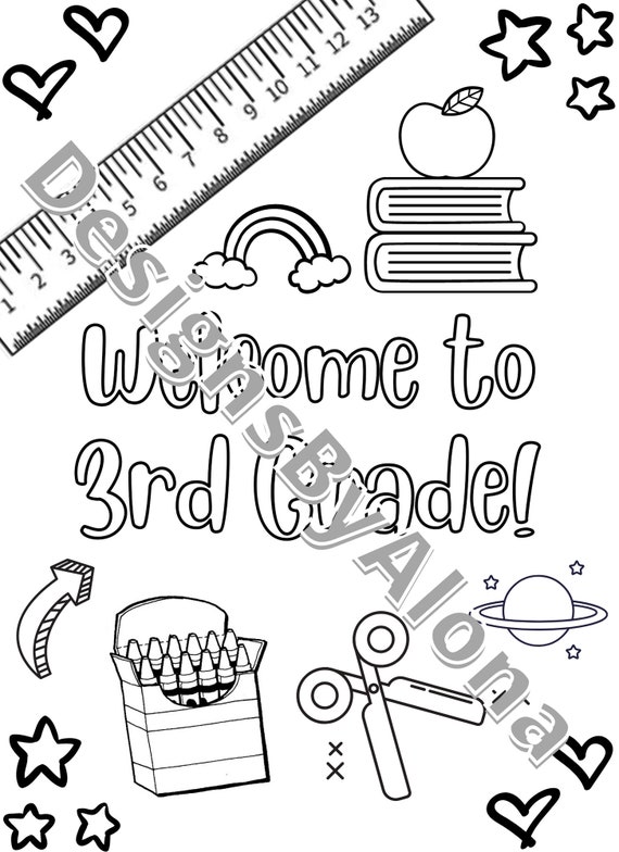 Wele to rd grade printable coloring sheet first day of school worksheet desk work elementary