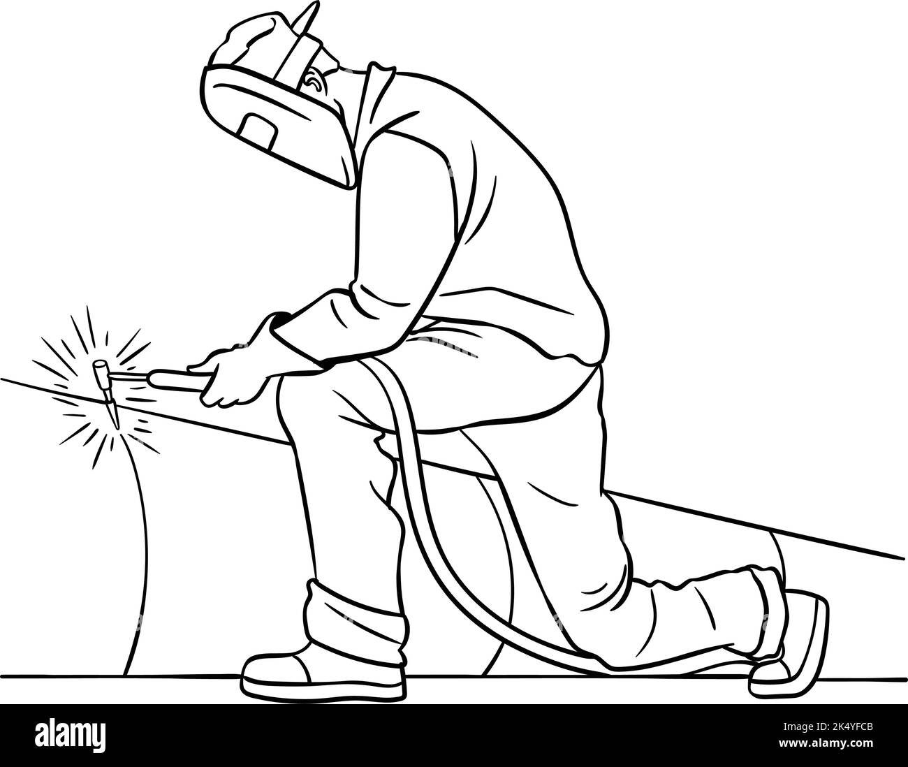 Welder isolated coloring page for kids stock vector image art