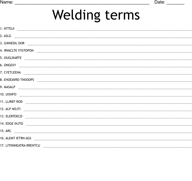 Similar to welding technology word search