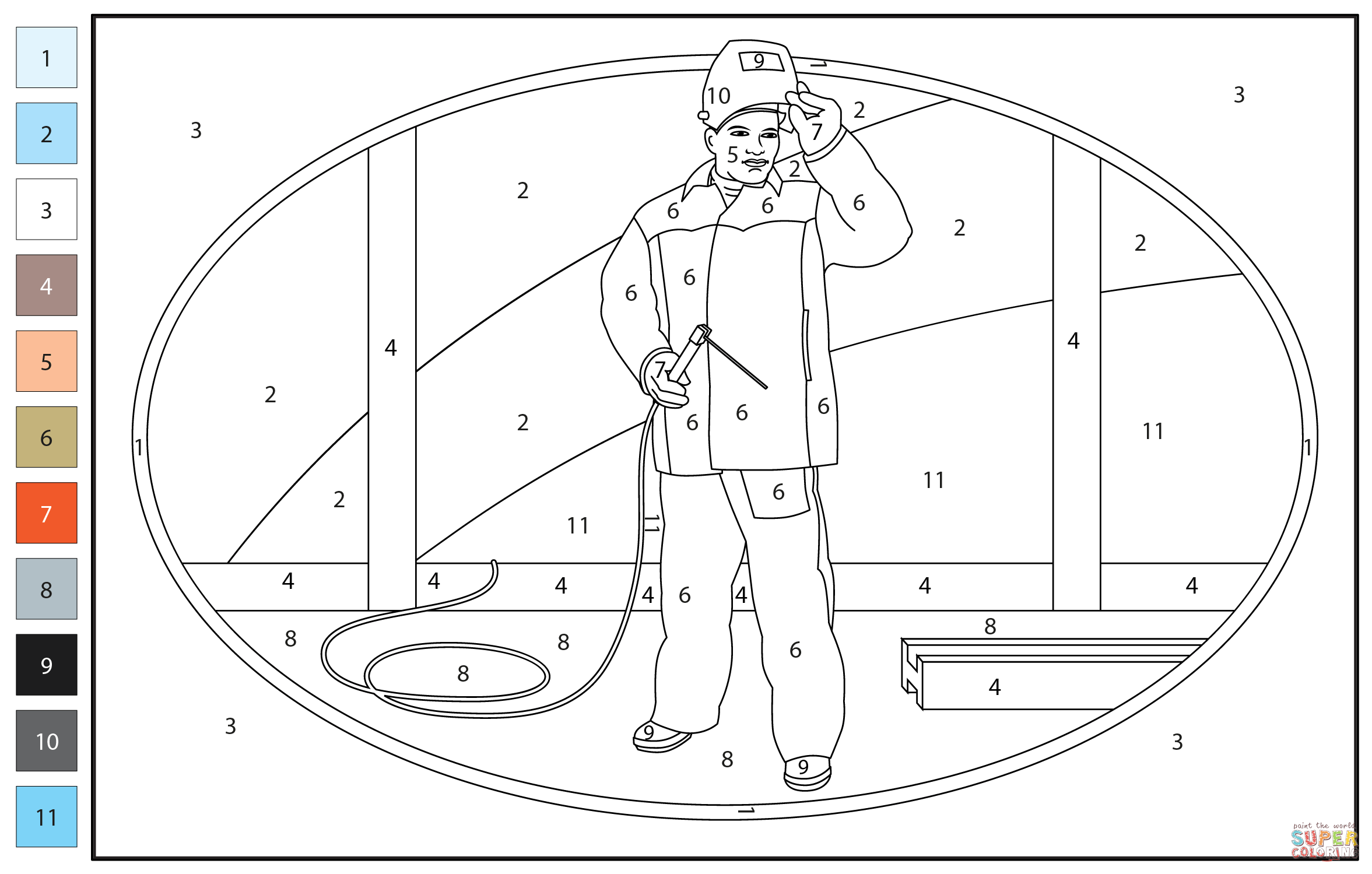 Welding color by number free printable coloring pages