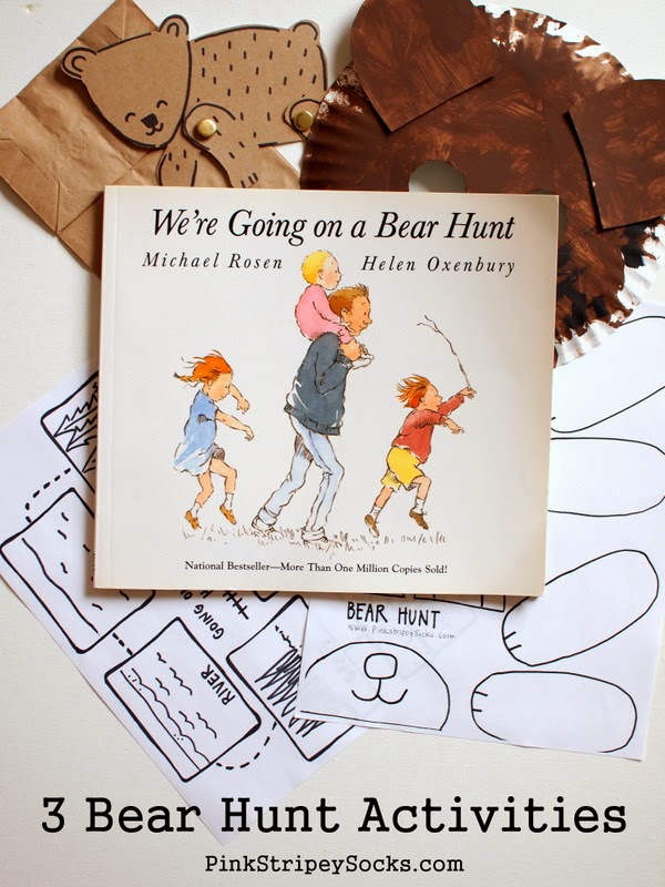 Easy bear hunt activities with printables pink stripey socks