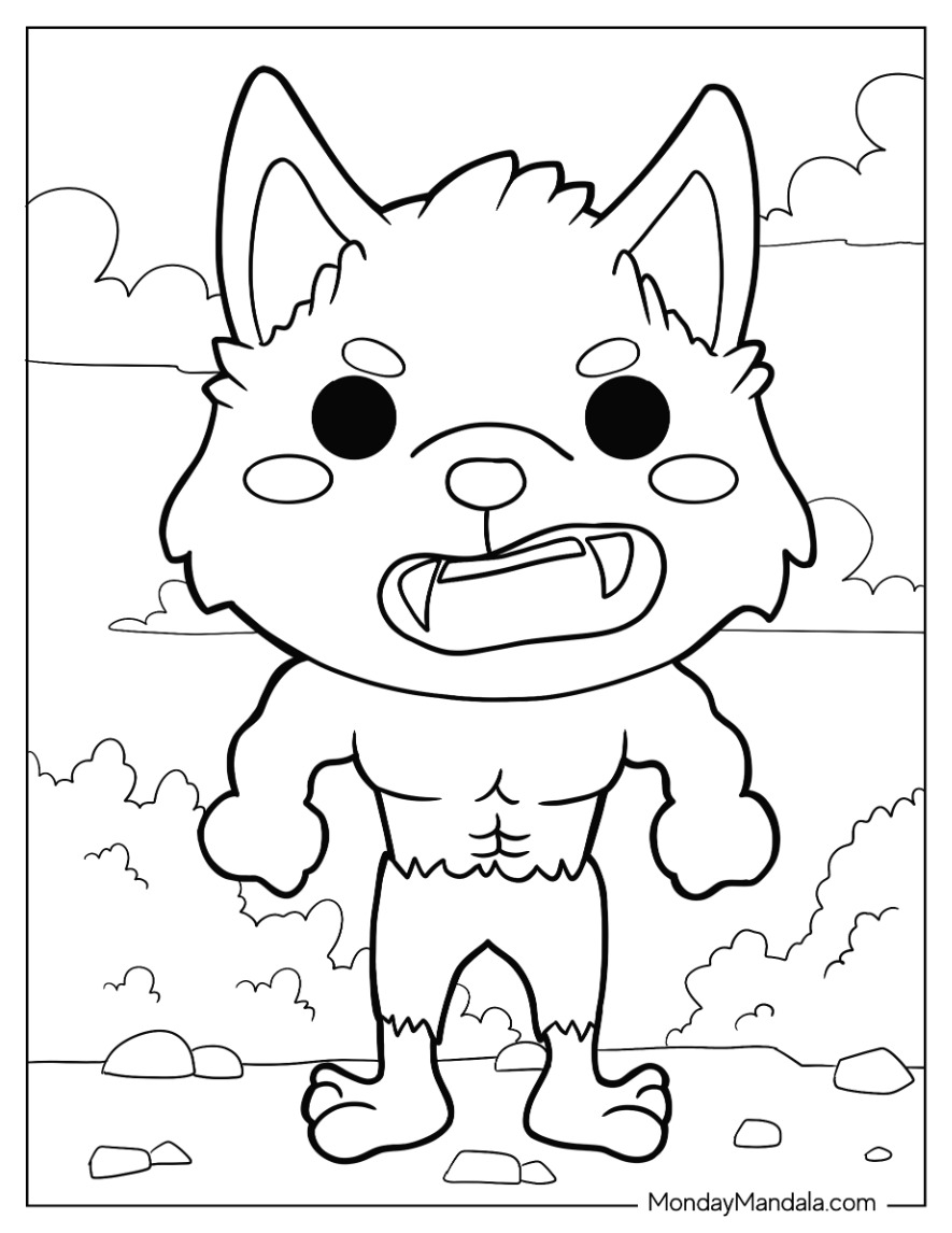 Werewolf coloring pages free pdf printables