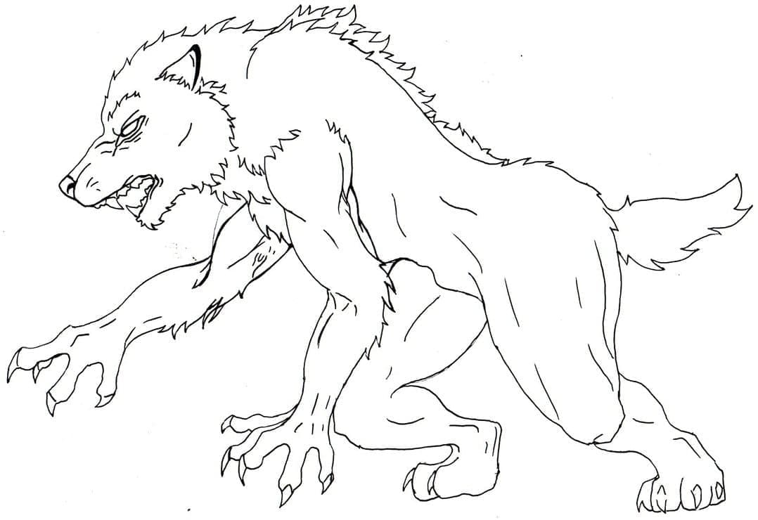 The halloween werewolf coloring page