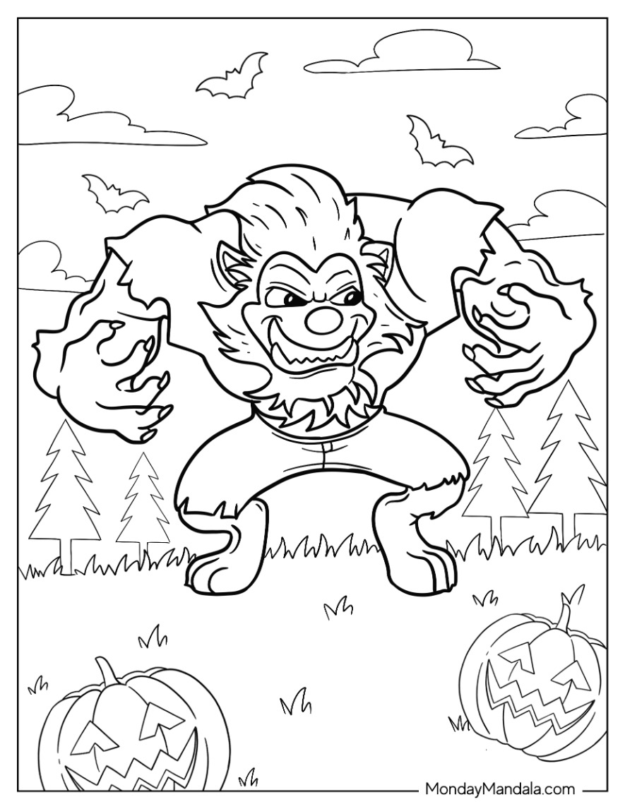 Werewolf coloring pages free pdf printables