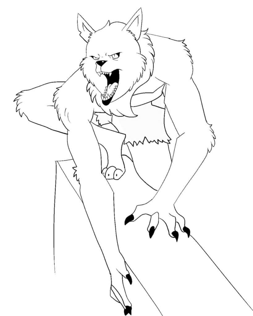 Printable werewolf coloring page