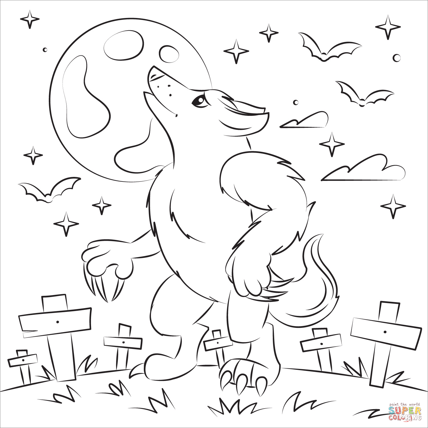 Werewolf coloring page free printable coloring pages