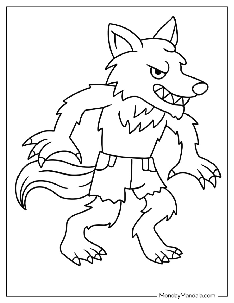 Werewolf coloring pages free pdf printables