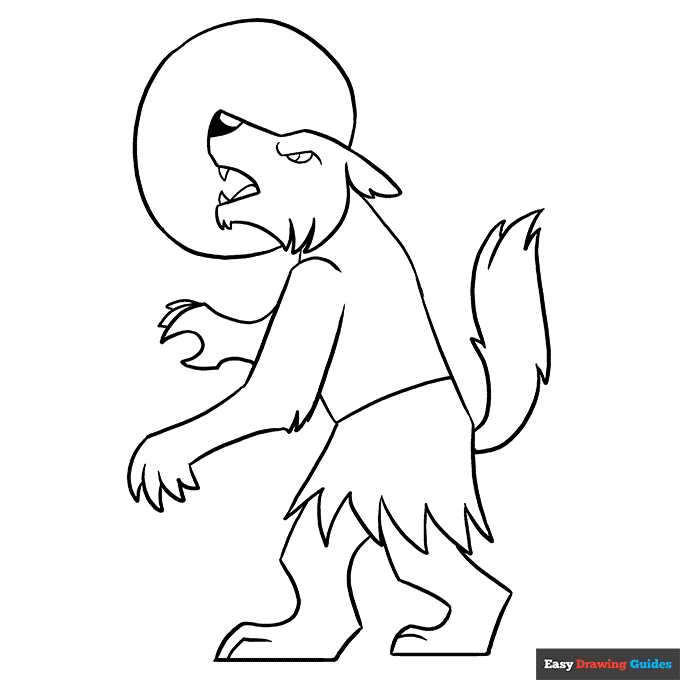 Werewolf coloring page easy drawing guides