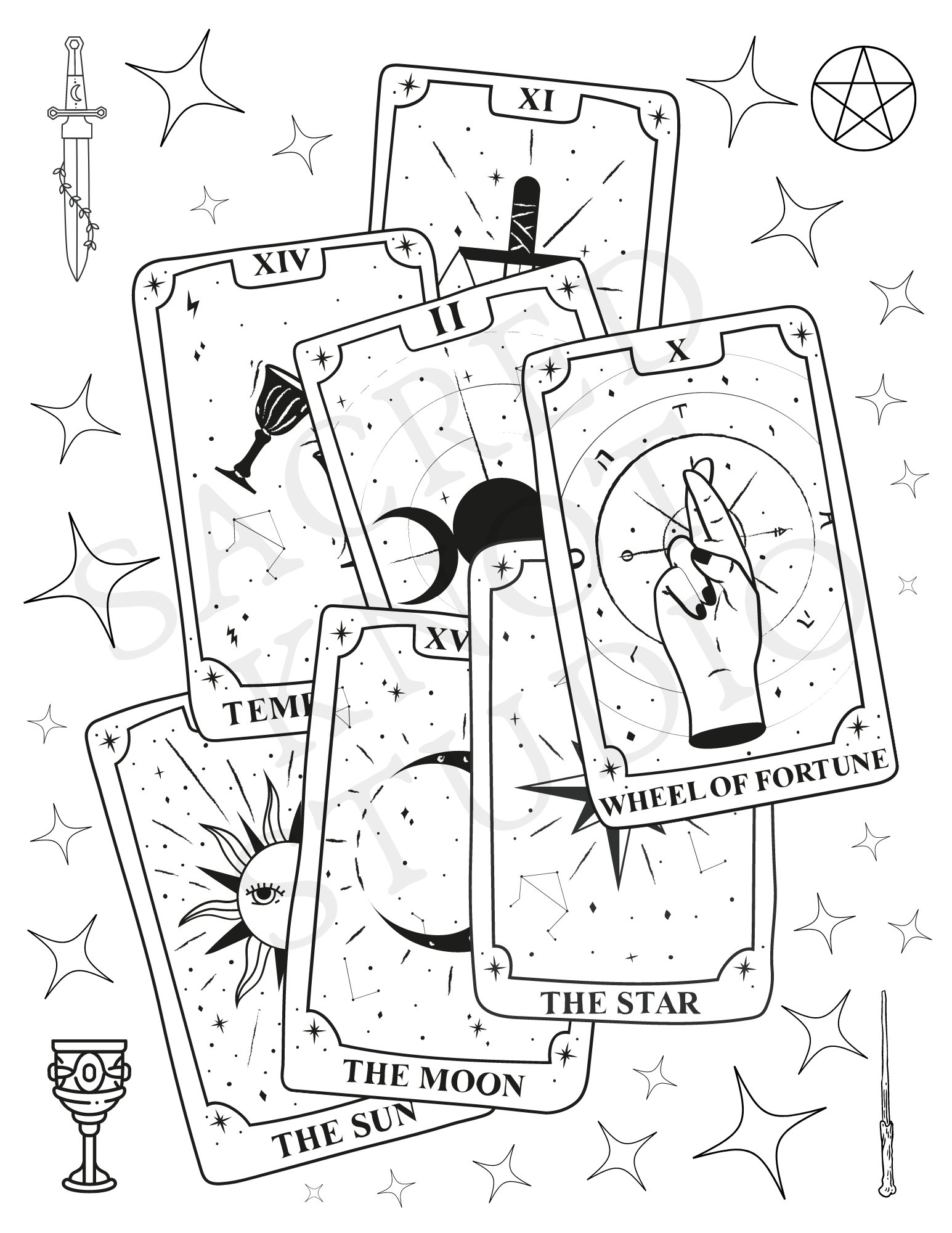 Witchy coloring book printable coloring pages adult coloring book book of spells coloring pages coloring book pdf pdf coloring book download now