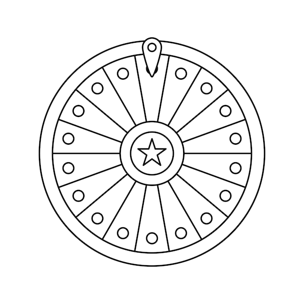 Premium vector coloring page with fortune wheel for kids