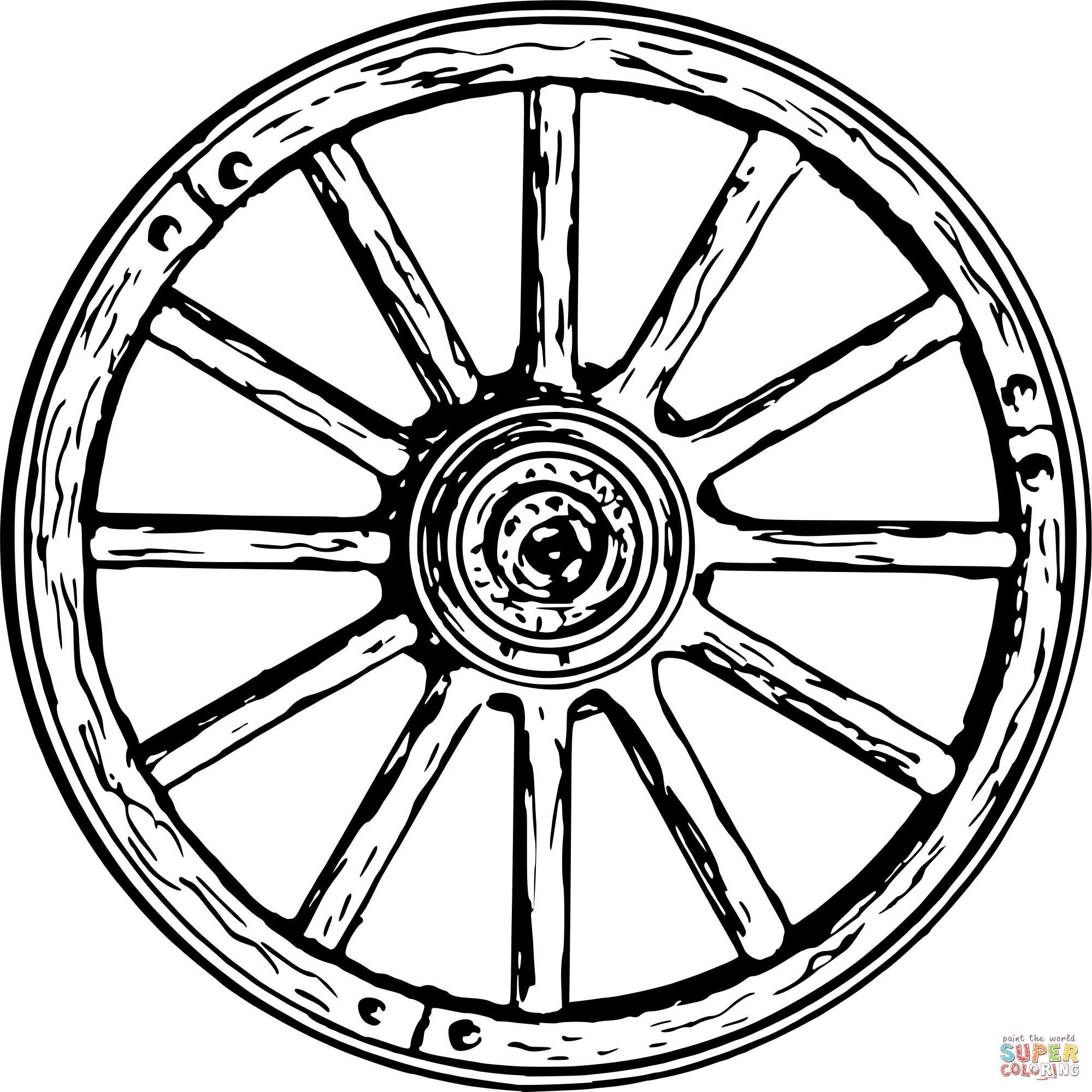 Vintage wagon wheel coloring page free printable coloring pages
