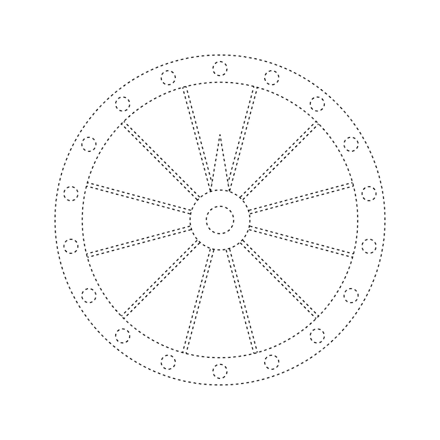 Premium vector fortune wheel tracing worksheet for kids