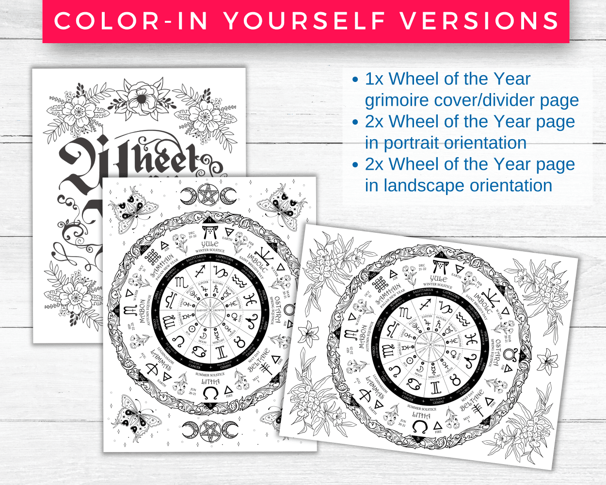 Wheel of the year printable grimoire pages northern hemisphere