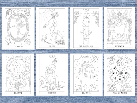 Color your own tarot cards major arcana pdf coloring book coloring pages instant download printable handmade drawings i oracle