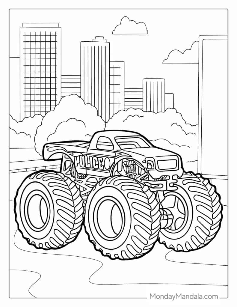 Monster truck coloring pages free pdf printables