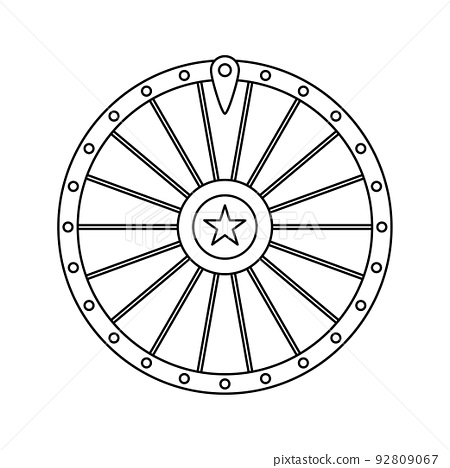 Coloring page with fortune wheel for kids