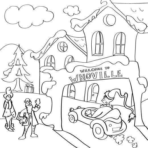 The grinch driving into whoville grinch coloring pages free christmas coloring pages coloring pages