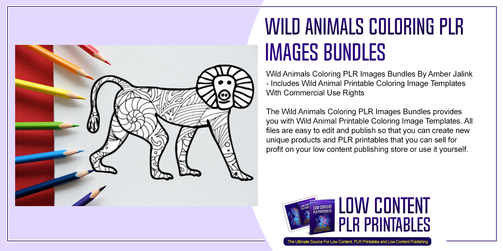 Wild animals coloring plr images bundles plr coloring printables