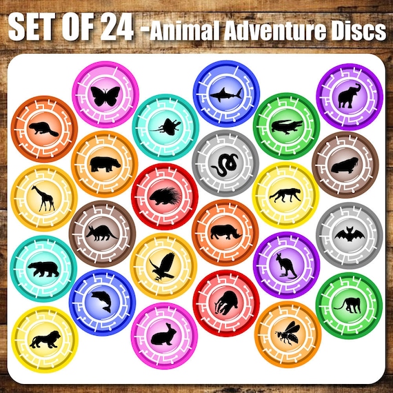 Set animal adventure discs inspired printable downloadable