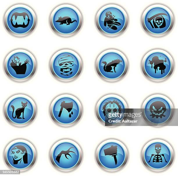 Blue icons medieval fairytale high