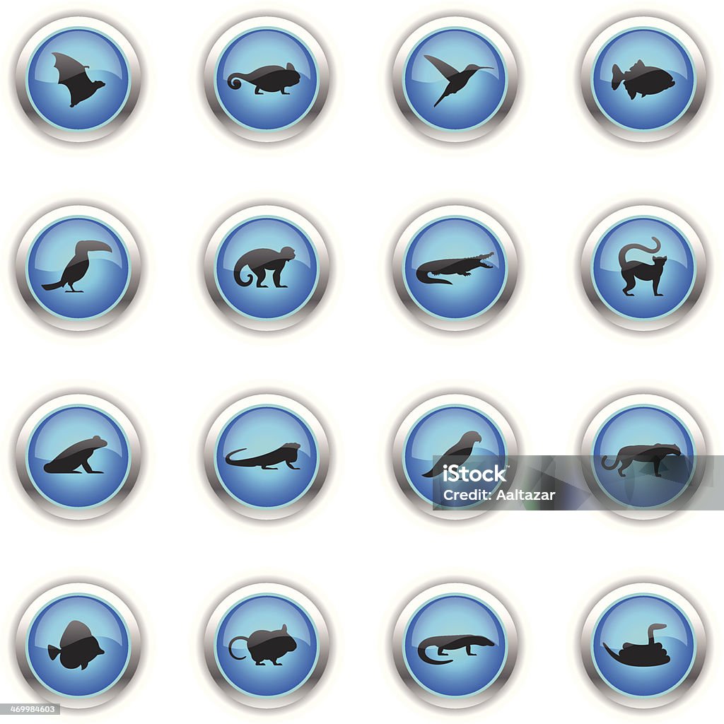 Blue icons exotic animals stock illustration