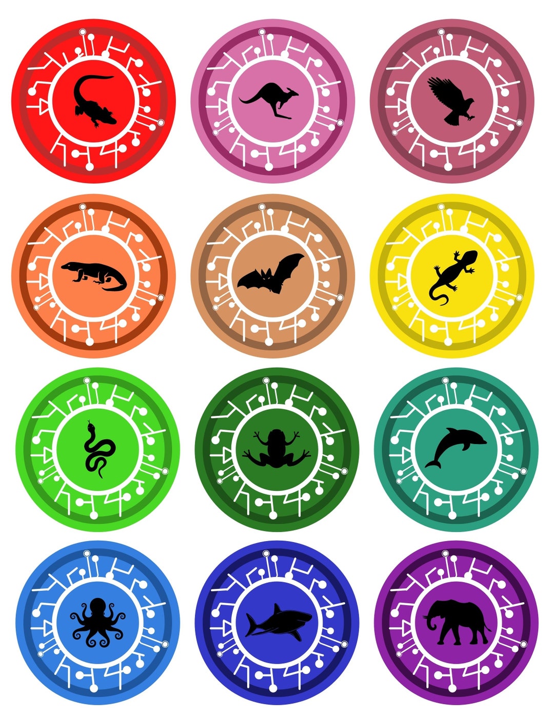 Set of creature power discs inspired printable pdf download