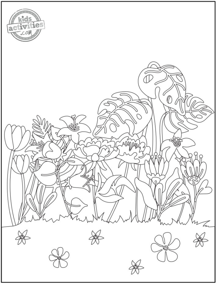 Printable flower coloring pages for kids