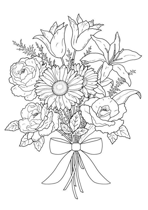 Coloring pages printable flower bouquet coloring pages for adults