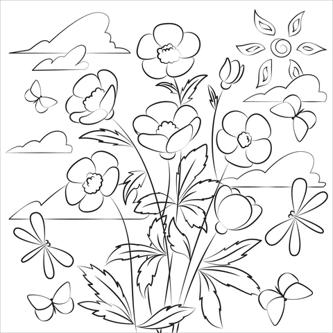 Wildflower coloring page free printable coloring pages