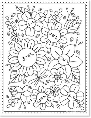 Coloring pages of flowers for kids and adults free printable