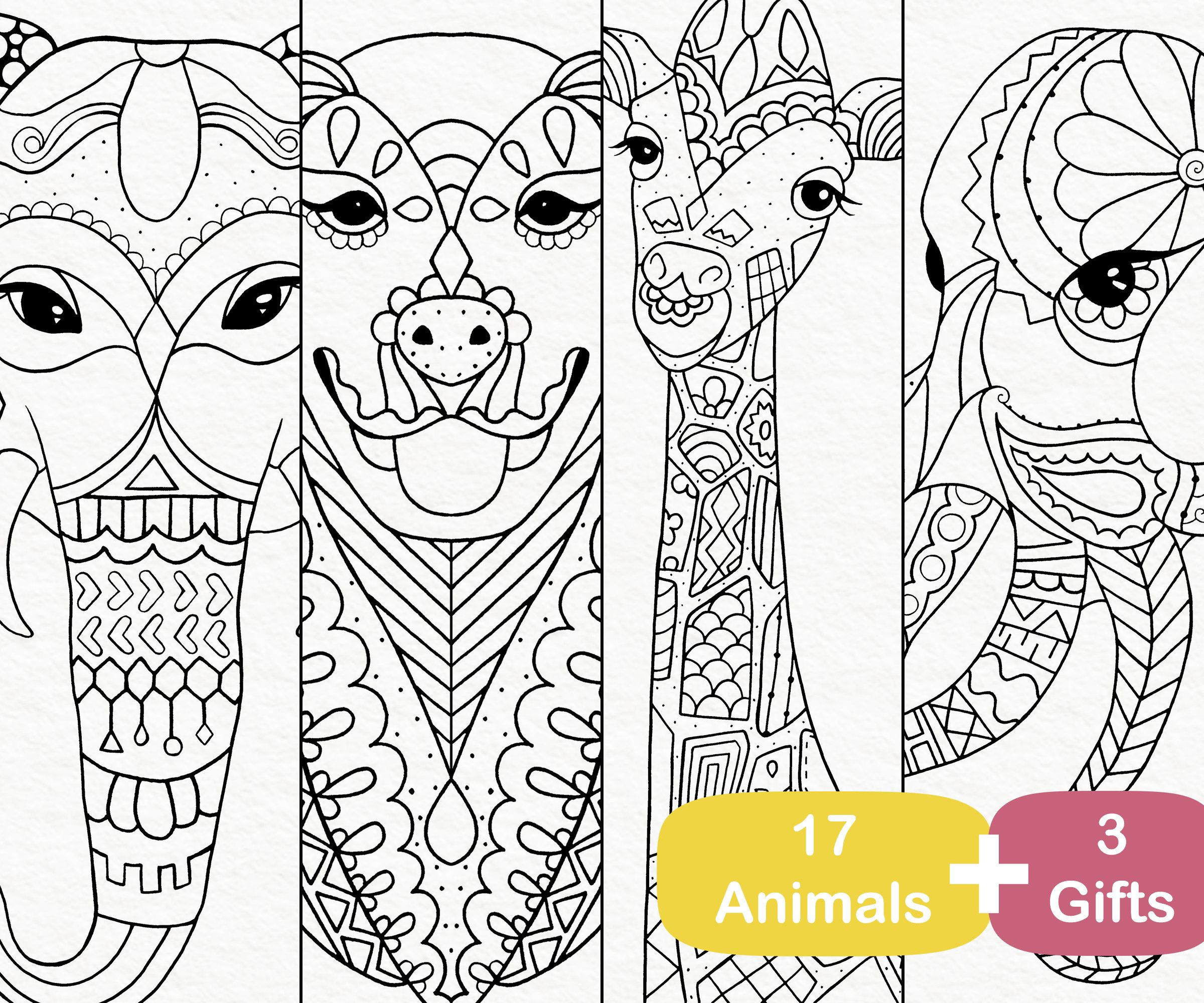 Printable coloring book animals coloring pages pdf adult anti