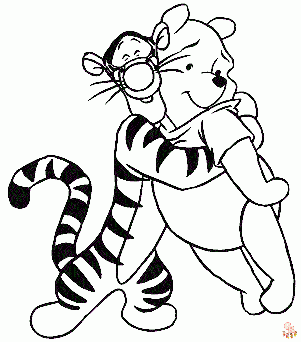 Tigger hugging pooh coloring pages printable free and easy