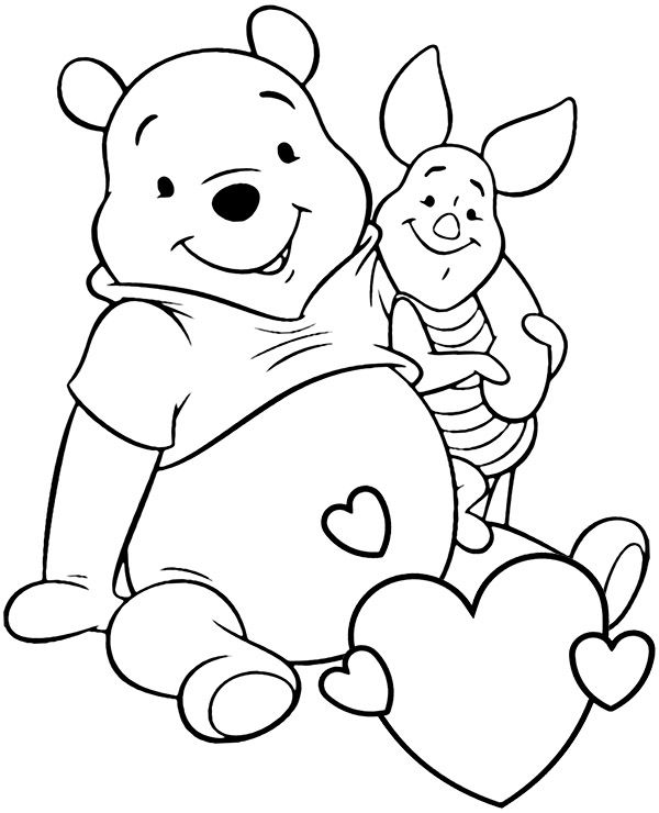 Valentines day card with pooh to print or download for free winnie the pooh cartoon winnie the pooh birthday valentines day coloring page