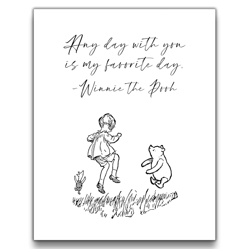 Favorite day winnie the pooh quotes wall art x unframed black and white minimalist nursery print christopher robin pooh and piglet modern home decor handmade products