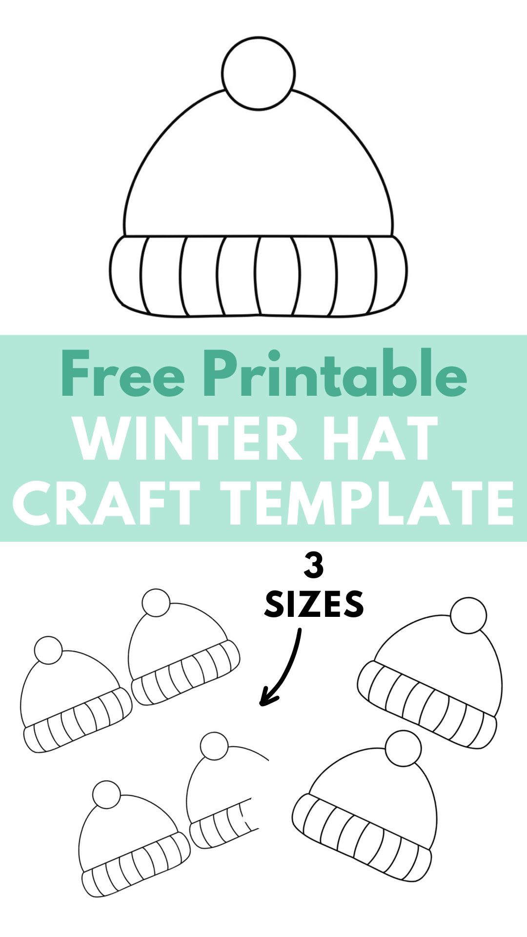 Free printable winter hat craft template