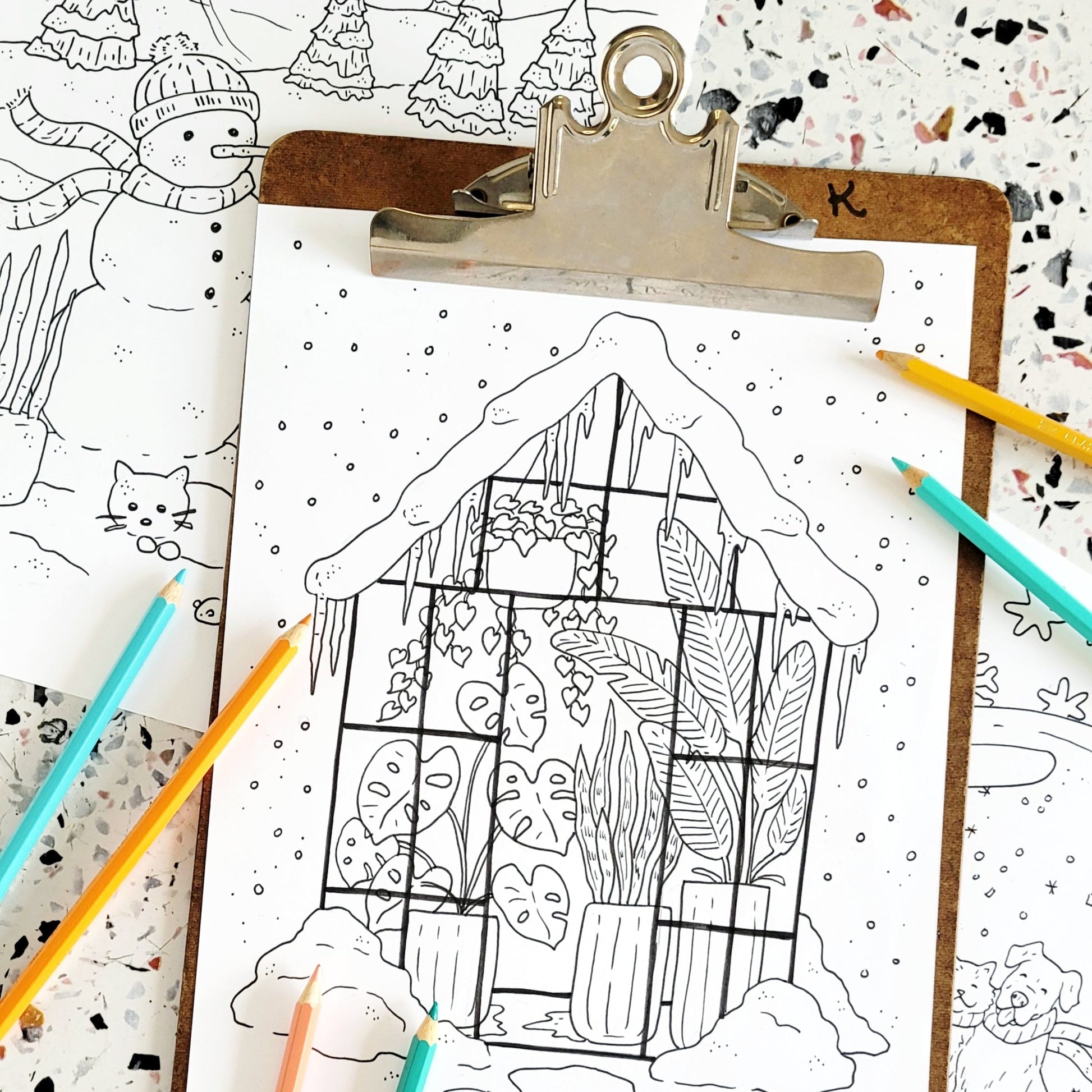 Winter wonderland coloring pages printable download set of â sketchy notions