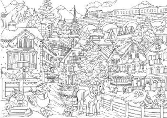 Winter wonderland printable adult coloring page from favoreads coloring book page for adults and kids coloring sheets coloring designs