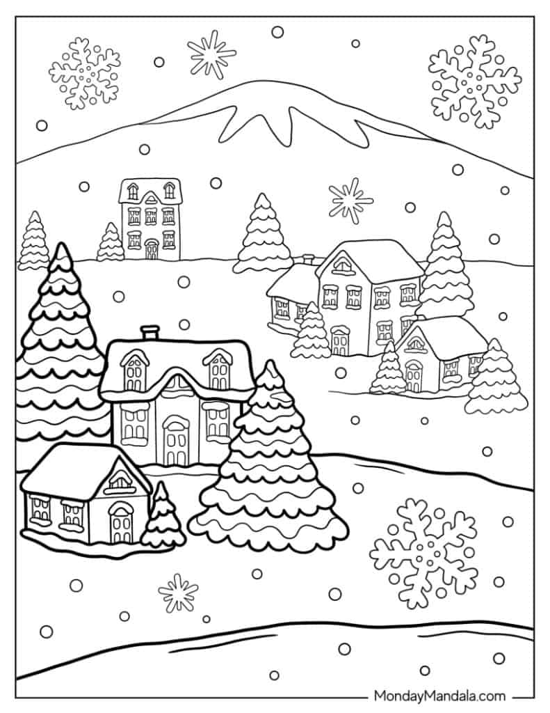 Winter coloring pages free pdf printables