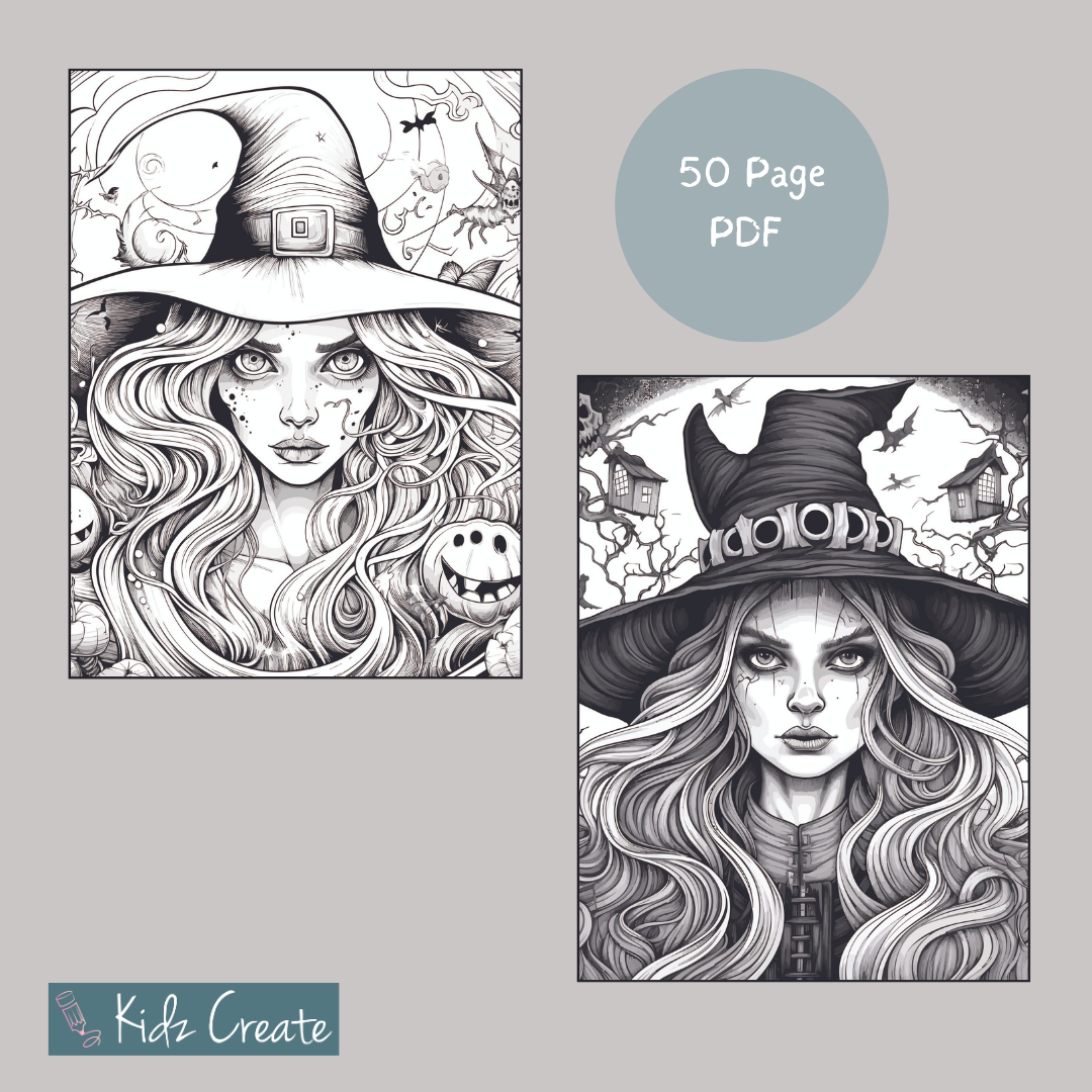 Halloween witch coloring book printable â kidz create