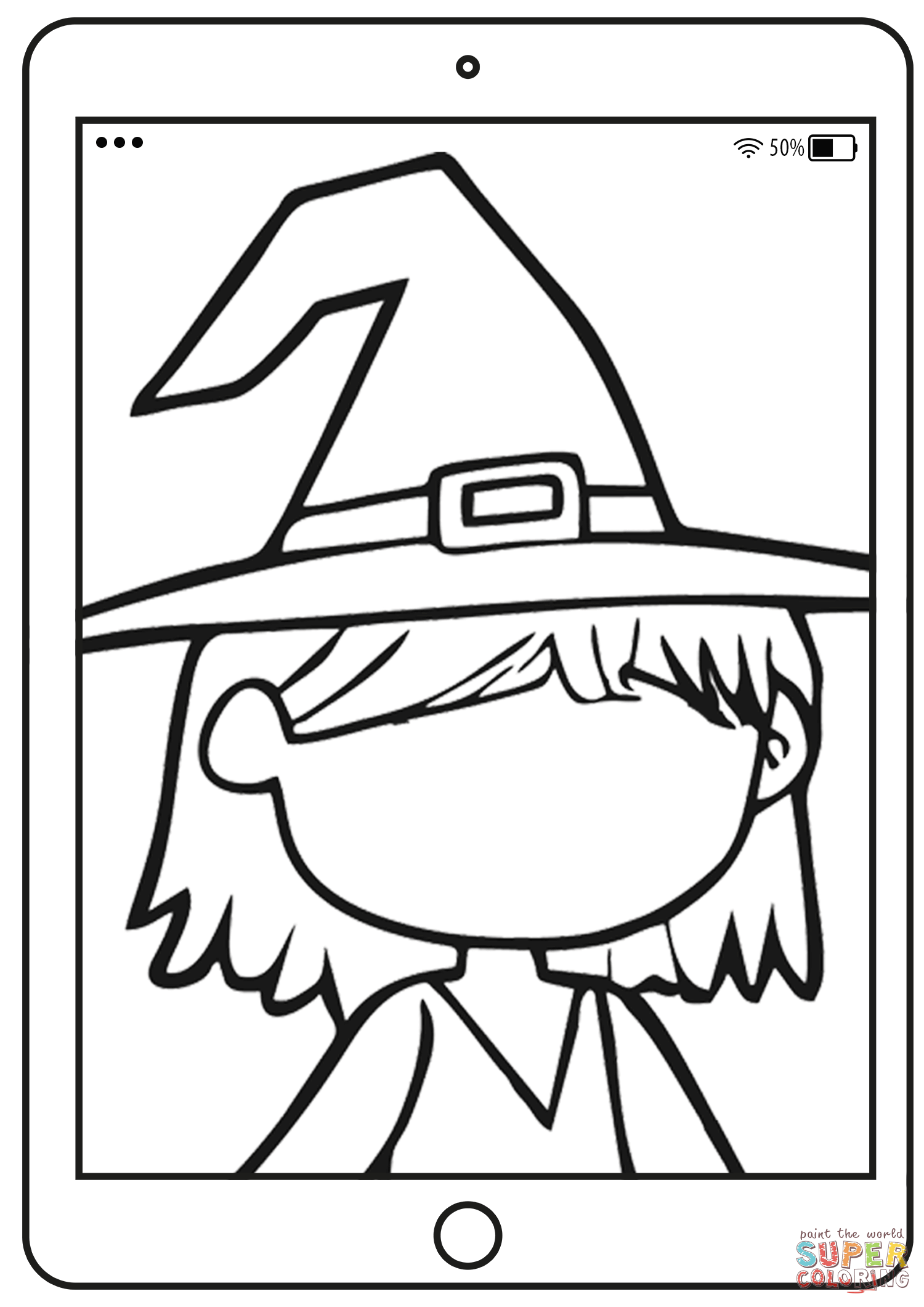 Draw cute witch face selfie coloring page free printable coloring pages