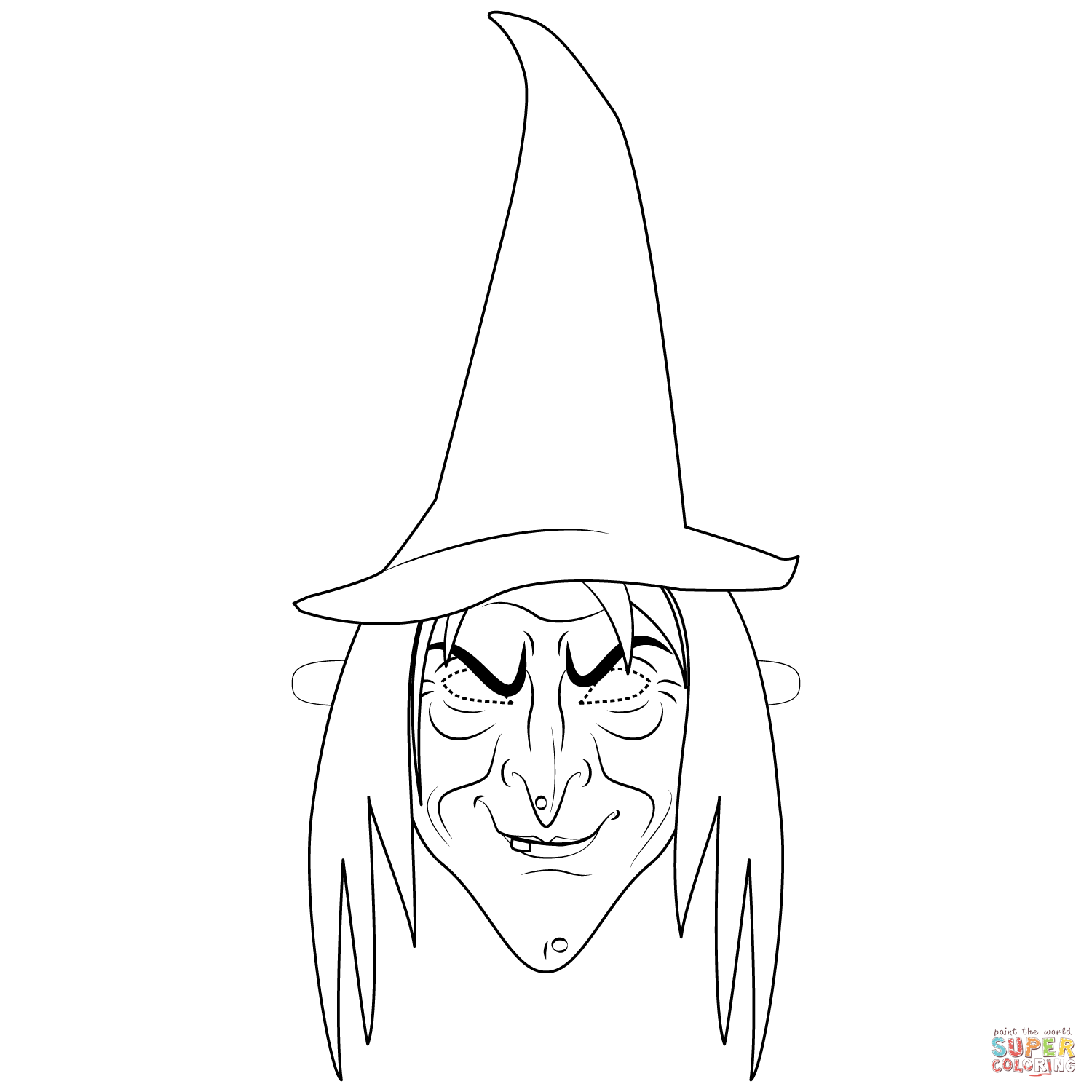 Witch mask coloring page free printable coloring pages