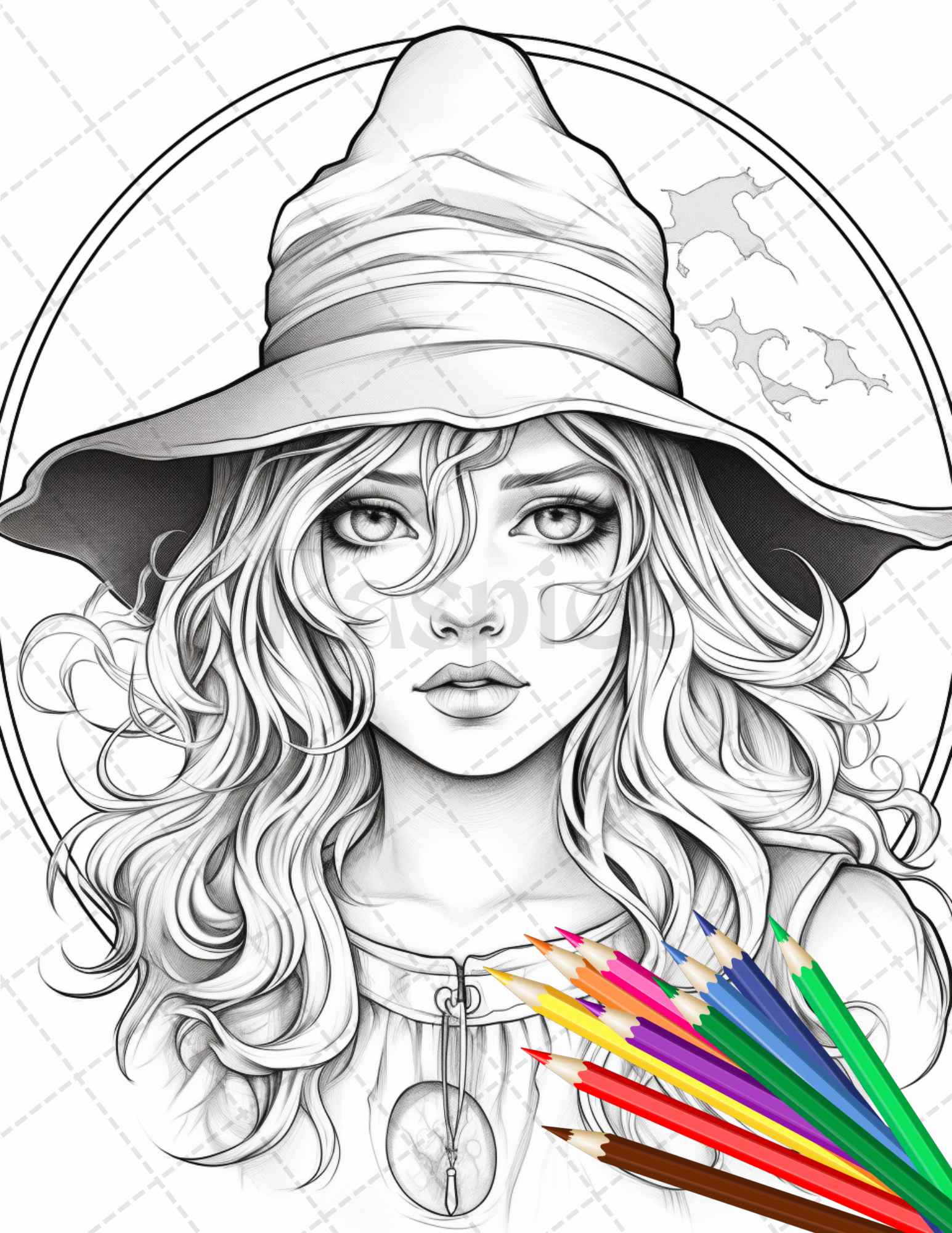 Cute witches coloring pages printable for adults grayscale colorin â coloring