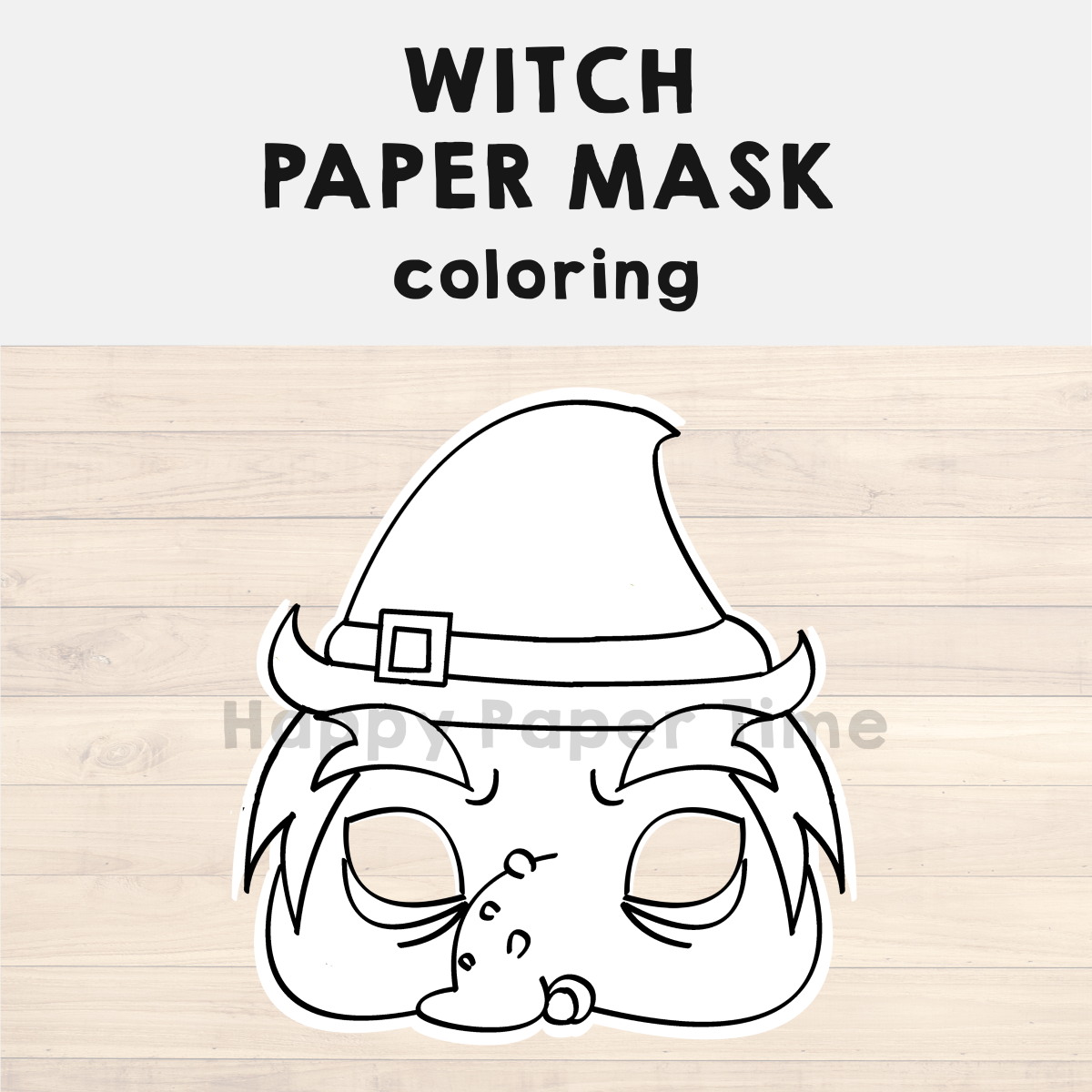 Witch paper mask printable halloween coloring costume craft activity made by teachers